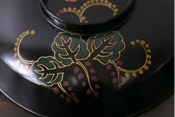 和製アンティーク　素朴な絵柄が個性的な木製椀5客