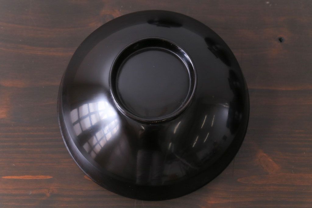 和製アンティーク　素朴な絵柄が個性的な木製椀5客