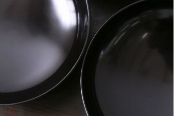 和製アンティーク　素朴な絵柄が個性的な木製椀5客(2)