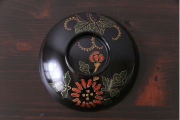 和製アンティーク　素朴な絵柄が個性的な木製椀5客(3)