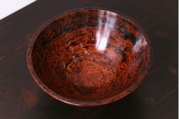 アンティーク雑貨　昭和期　民芸品　漆塗り　漆桶のような独特の趣きが魅力の菓子鉢(深皿、ボール)