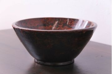アンティーク雑貨　昭和期　民芸品　漆塗り　漆桶のような独特の趣きが魅力の菓子鉢(深皿、ボール)