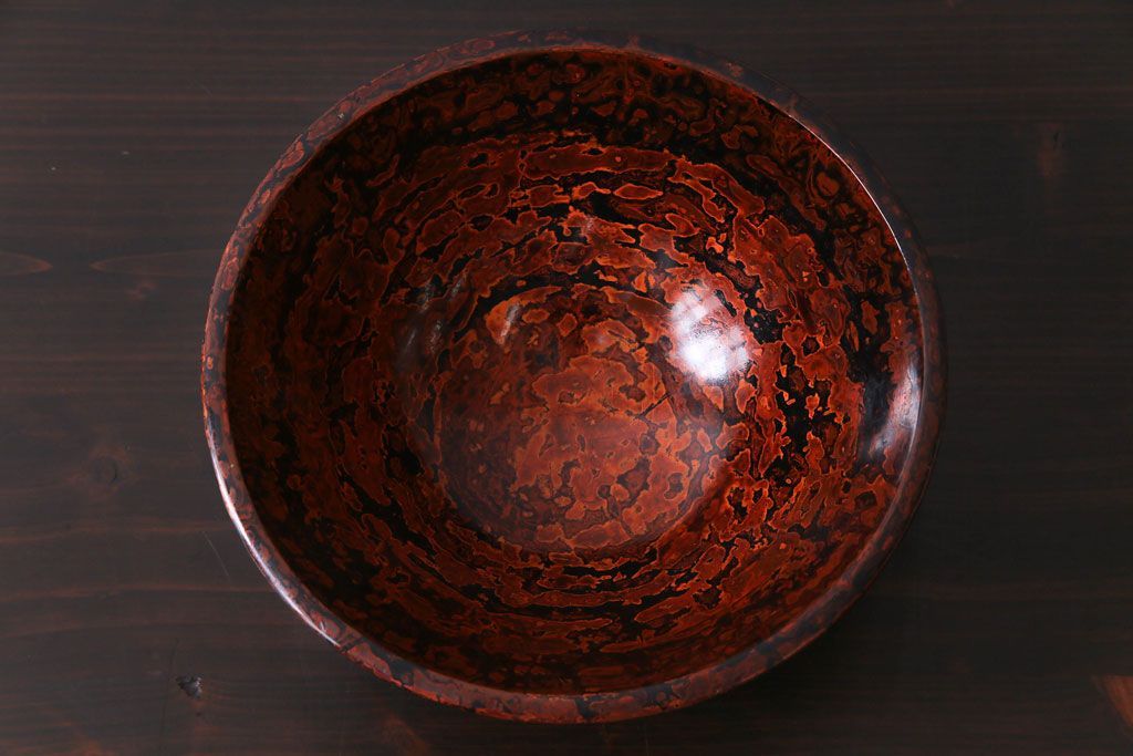 アンティーク雑貨　昭和期　民芸品　漆塗り　漆桶のような独特の趣きが魅力の菓子鉢(深皿、ボール)