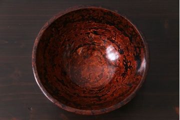 アンティーク雑貨　昭和期　民芸品　漆塗り　漆桶のような独特の趣きが魅力の菓子鉢(深皿、ボール)