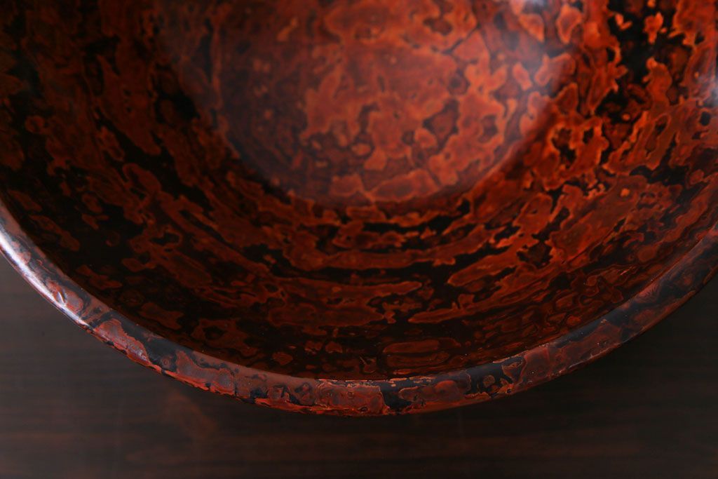 アンティーク雑貨　昭和期　民芸品　漆塗り　漆桶のような独特の趣きが魅力の菓子鉢(深皿、ボール)