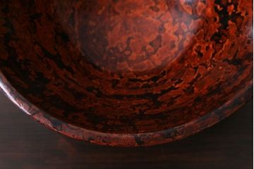 アンティーク雑貨　昭和期　民芸品　漆塗り　漆桶のような独特の趣きが魅力の菓子鉢(深皿、ボール)