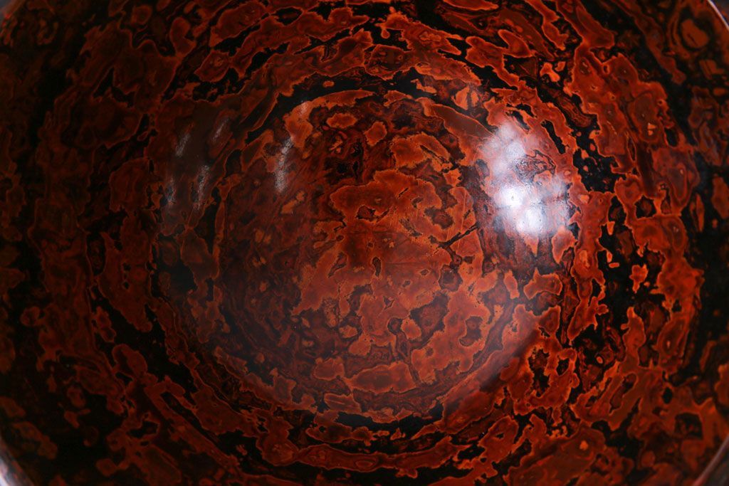 アンティーク雑貨　昭和期　民芸品　漆塗り　漆桶のような独特の趣きが魅力の菓子鉢(深皿、ボール)