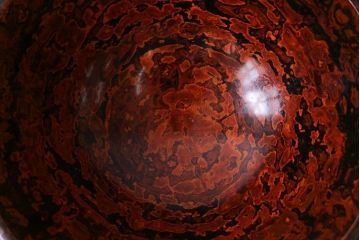 アンティーク雑貨　昭和期　民芸品　漆塗り　漆桶のような独特の趣きが魅力の菓子鉢(深皿、ボール)