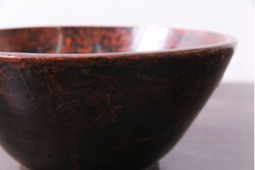 アンティーク雑貨　昭和期　民芸品　漆塗り　漆桶のような独特の趣きが魅力の菓子鉢(深皿、ボール)
