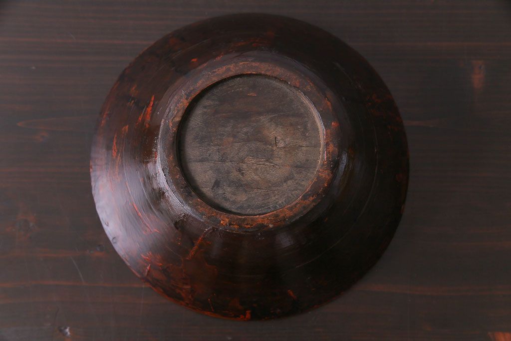 アンティーク雑貨　昭和期　民芸品　漆塗り　漆桶のような独特の趣きが魅力の菓子鉢(深皿、ボール)