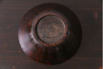 アンティーク雑貨　昭和期　民芸品　漆塗り　漆桶のような独特の趣きが魅力の菓子鉢(深皿、ボール)