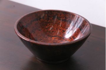 アンティーク雑貨　昭和期　民芸品　漆塗り　漆桶のような独特の趣きが魅力の菓子鉢(深皿、ボール)