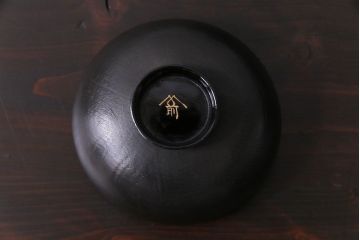 和製アンティーク　鉄錆蒔絵　赤富士の図　和モダンな蓋付椀(漆器)6客セット
