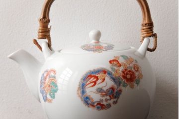 アンティーク雑貨　オールドノリタケ(日陶・則武)　色鮮やかな花紋が愛らしい急須