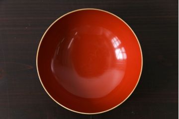 アンティーク　大正昭和初期　鳳凰　朱塗り木製碗3客セット(漆器)