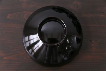 和製アンティーク　大正昭和初期　黒塗りに描かれた鶴が上品な木製碗6客セット(漆器)