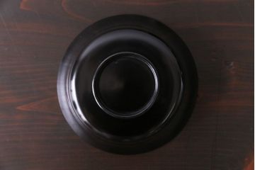 和製アンティーク　黒漆器　赤珊瑚が描かれた木製碗5客セット(漆器)