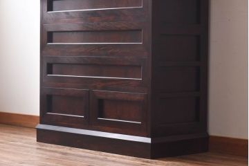 中古美品　松本民芸家具　直線的なデザインがスタイリッシュなF型整理タンス(チェスト)(定価約36万円)