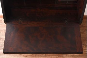 中古　北海道民芸家具　上品な雰囲気漂うビューローブックケース(ライティングビューロー、机、本箱、収納棚)(定価約49万円)(2)ア、椅子)(1)