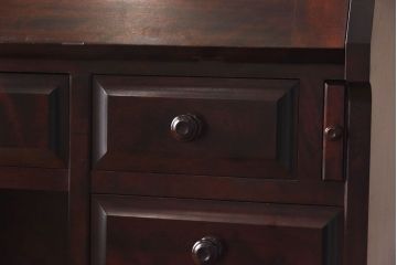 中古　北海道民芸家具　上品な雰囲気漂うビューローブックケース(ライティングビューロー、机、本箱、収納棚)(定価約49万円)(2)ア、椅子)(1)