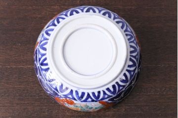 明治期　麒麟・獅子の図　色絵深鉢・中(深皿、和食器)