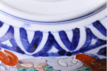 明治期　麒麟・獅子の図　色絵深鉢・中(深皿、和食器)