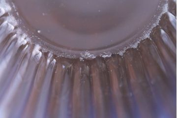アンティーク雑貨　和製アンティーク　乳白色の縁がおしゃれなガラス器(プレスガラス、向付)3点セット