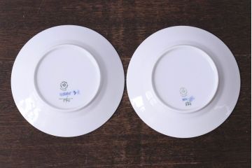 アンティーク雑貨　中古　ROYAL COPENHAGEN(ロイヤルコペンハーゲン)　ブルーフルーテッド　ハーフレース　17cmサラダプレート(廃盤品)2枚セット