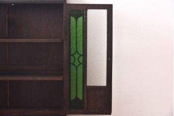 アンティーク家具　当時ものガラス入り　大正ロマンな味わいが魅力のブックケース(本箱、収納棚)