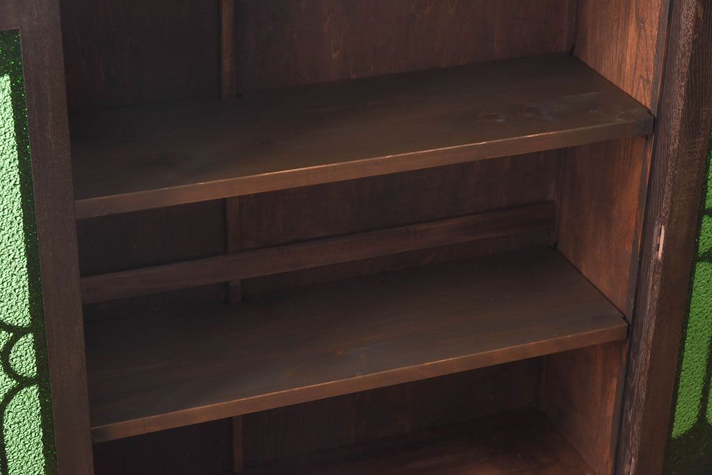 アンティーク家具　当時ものガラス入り　大正ロマンな味わいが魅力のブックケース(本箱、収納棚)