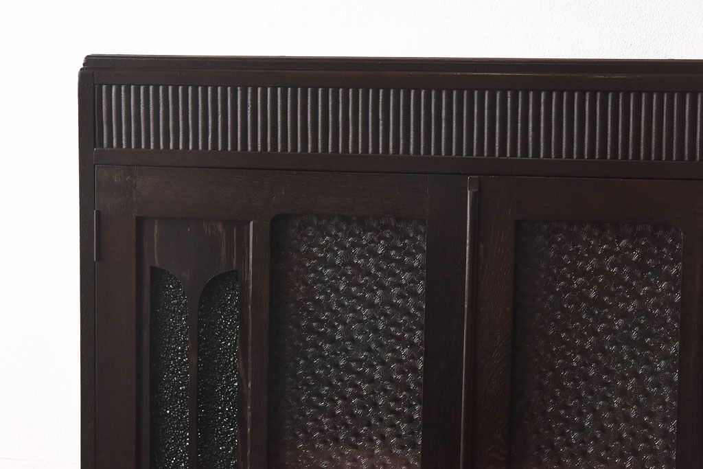 アンティーク家具　当時ものガラス入り　大正ロマンな味わいが魅力のブックケース(本箱、収納棚)