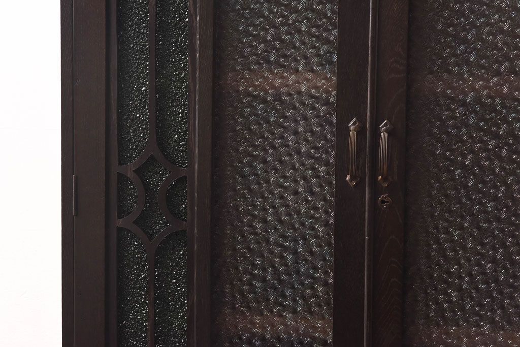 アンティーク家具　当時ものガラス入り　大正ロマンな味わいが魅力のブックケース(本箱、収納棚)