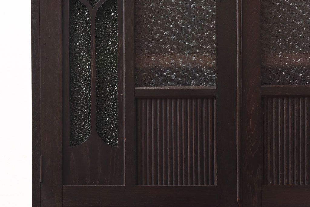 アンティーク家具　当時ものガラス入り　大正ロマンな味わいが魅力のブックケース(本箱、収納棚)