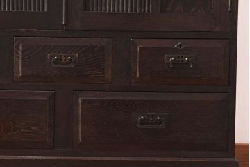 アンティーク家具　当時ものガラス入り　大正ロマンな味わいが魅力のブックケース(本箱、収納棚)