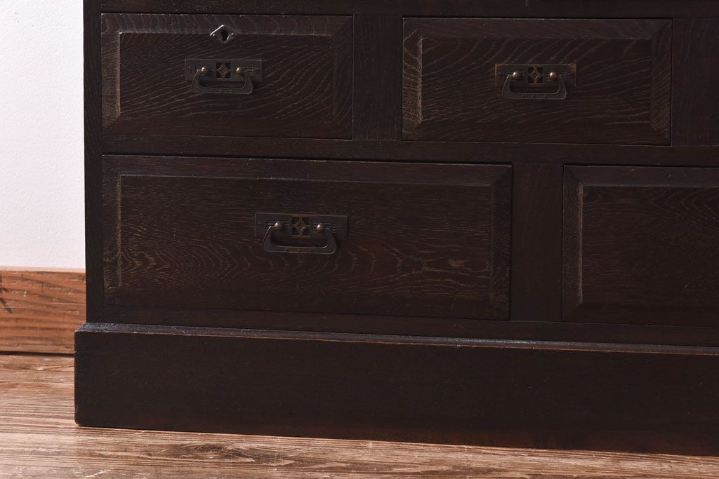 アンティーク家具　当時ものガラス入り　大正ロマンな味わいが魅力のブックケース(本箱、収納棚)