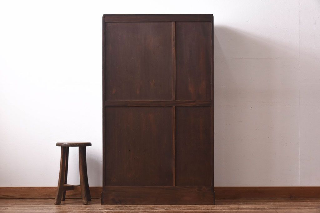 アンティーク家具　当時ものガラス入り　大正ロマンな味わいが魅力のブックケース(本箱、収納棚)