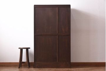 アンティーク家具　当時ものガラス入り　大正ロマンな味わいが魅力のブックケース(本箱、収納棚)