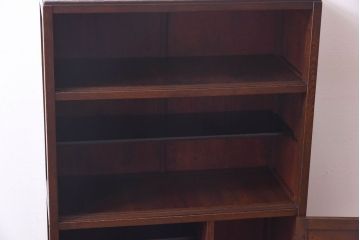 アンティーク家具　モールガラス入り!引き戸がおしゃれな和製アンティークの食器棚(収納棚・カップボード)