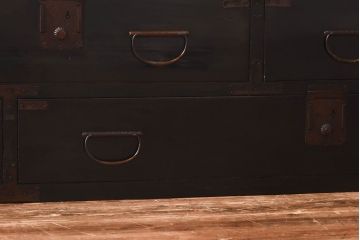 アンティーク家具　和製アンティーク　リメイク　黒漆塗り　シックな和モダンにおすすめのローボード(ローチェスト、引き出し)