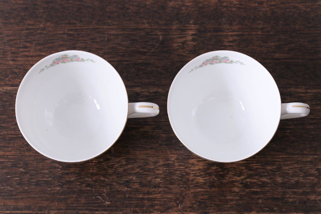 オールドノリタケ(則武・日陶)　ヤジロベー印　クラシックなカップ&ソーサー2客セット(洋食器)(1)