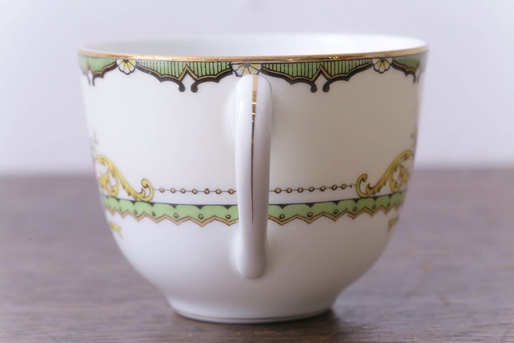 オールドノリタケ(則武・日陶)　ヤジロベー印　クラシックなカップ&ソーサー2客セット(洋食器)(2)