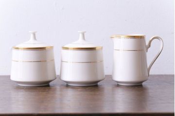 中古　ノリタケ(Noritake、則武)　リントン　高級感漂うシックなクリーマー・シュガーポット3点セット