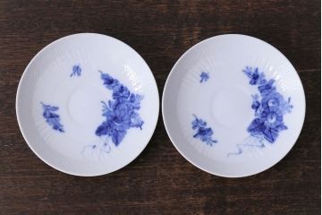 中古　ROYAL COPENHAGEN(ロイヤルコペンハーゲン)　ブルーフラワー　カーブ　コーヒーカップ&ソーサー(洋食器)2客セット