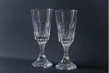 アンティーク雑貨　BACCARAT(バカラ)　アサス　洗練されたデザインが美しいワイングラス・中(酒器、洋食器)2客