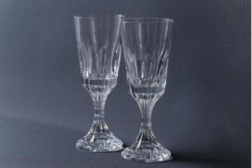アンティーク雑貨　BACCARAT(バカラ)　アサス　洗練されたデザインが美しいワイングラス・中(酒器、洋食器)2客
