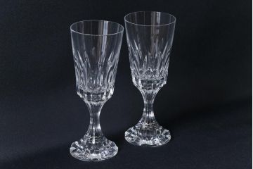 中古　Baccarat(バカラ)　アサス　ウォーターゴブレットグラス(ワイングラス、酒器、ガラス)2脚セット(1)