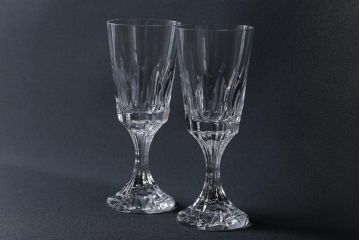 中古　Baccarat(バカラ)　アサス　ウォーターゴブレットグラス(ワイングラス、酒器、ガラス)2脚セット(1)