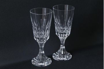 中古　Baccarat(バカラ)　アサス　ウォーターゴブレットグラス(ワイングラス、酒器、ガラス)2脚セット(2)