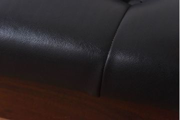 アンティーク家具　北欧・デンマーク　ボタン付きの黒のレザーが格好いいチェア(ダイニングチェア、椅子)(1)