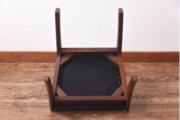 アンティーク家具　北欧・デンマーク　ボタン付きの黒のレザーが格好いいチェア(ダイニングチェア、椅子)(1)